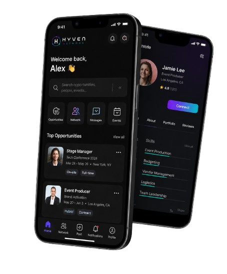 Hyven app — plataforma de staffing para eventos no celular